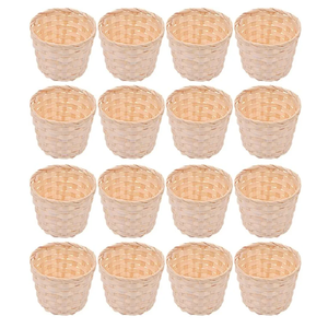 Zerodeko Woven Flower Basket 3.54X3.54X2.95 Inch Mini Bamboo Storage Organizer for Crafts Home Decor and Party Favor Holder