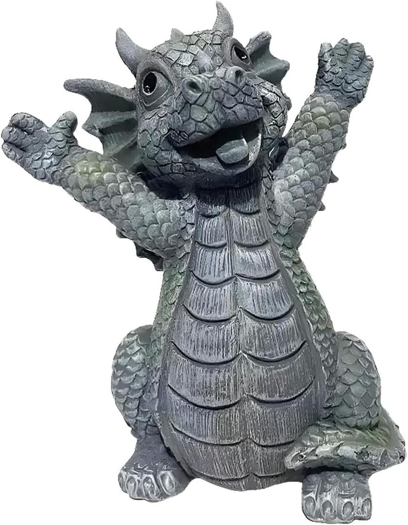 Ornaments Resin Dragon Statues Sculpture Lovely Resin Garden Dragon Reading Book Decor for Sitting Room Patio Yard Suitable for Indoor Outdoor Use