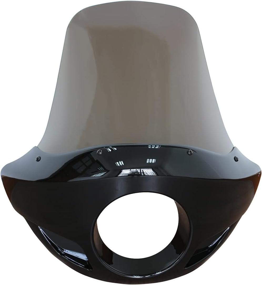 FATECIM Motorcycle 5.75 Headlight Fairing Cover 17 Tall Touring Sport Windshield with 35-49MM Fork Clamps Universal for Harley Suzuki Honda Yamaha Kawasaki Chopper Bobber Cafe Racer (Smoke)