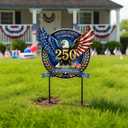 4th of July Decorations Outdoor - Metal Retro Eagle 250 Anniversary Usa Decorations Patriotic Yard Sign 4th of July Memorial Yard Stakes for Home Decor 29.3×11.4 Inch