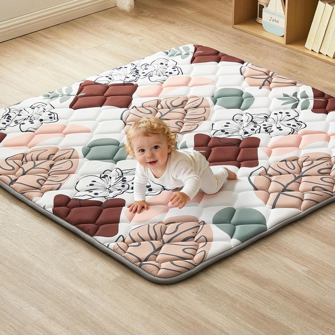 Baby Play Mat 50x50inch, Non-Slip Baby Mat for Floor, Soft Thicker, Portable Playmat, Crawling Mat for Babies, Toddlers & Infants to Play and LearnBoho