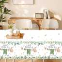3PCS Greenery Gender Reveal Baby Shower Tablecloth, Boho Greenery A Sweet Baby Boy is On His Way Party Supplies TableCover for Gender Reveal Party, 54 x 108INCH (Green)