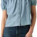 Levi's Womens Lea Short Sleeve Slim Blouse (Large, (New) My World is Blue)