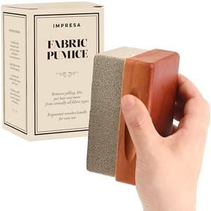Extra Large Fabric Pumice with Wooden Handle for Sweater Care - Lint Remover Stone Keeps Your Fabrics Looking Fresh Longer - Sweater Brick for Sweater Pilling Removal - Pill Remover for Clothes
