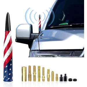 Car Antenna, American Flag Design Anti-Theft Vehicle Signal Bullet Antenna, Truck Arrow Antenna Personalized Decoration Signal Booster, Compatible with Chevrolet Ford Dodge Ram (Black)