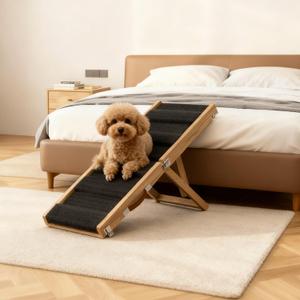 2025 Upgraded Foldable Dog Ramp for Couch & Bed, 5 Adjustable Heights 10-21", Non-Slip Pet Ramp with Carry Handle, Portable Dog Stairs for Small Dogs, Use for Sofa Car Outdoor