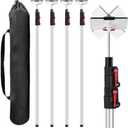 12FT Dust Barrier Poles 4 Pack with Carry Bag, Stainless Steel Spring Retractable Zipper Wall Poles Kit for Home Renovation, Construction & Isolation Work
