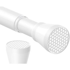 White Shower Curtain Rod - Adjustable 45-77 inch Tension Curtain Rod, Spring loaded Curtain Rod for Bathroom Window