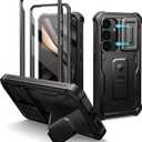 Dexnor for Samsung Galaxy S25 Case with Built-in Slide Camera Cover & Screen Protector & Kickstand, Heavy-Duty Shockproof Rugged Case Full-Body Bumper Protective Cover for Galaxy S25 (2025),Black