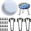 Resin Table Molds, Large Round Silicone Molds with 3 PCS Hairpin Legs for Riverside Table, Coffee Table, Resin Artwork, Home Decoration (11 INCH)