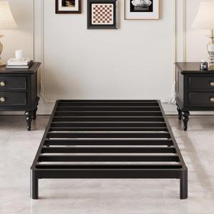 Lutown-Teen 7 Inch Low Twin Bed Frames with Rounded Corner Legs, 1000 LBS Heavy Duty Metal Slats Support Twin Platform Bed Frame No Box Spring Needed, Easy Assembly
