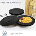 Homienly Dinner Plates Set of 8 Unbreakable Wheat Straw Plates with Textured Design - Microwave & Dishwasher Safe - Perfect for Camping, Kitchen Use - Black, 9 inch