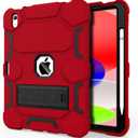 CCMAO Case for iPad (A16) 11th/10th Generation(2025/2022), iPad 10th Case with Kickstand & Pencil Holder, Heavy Duty Shockproof Hybrid Three Layer Protective Cover for Girls Women, Red+Black