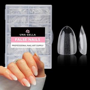 UNA GELLA Short Oval Almond Fake Nails 504pcs Press on Nails Pre-shape Short Almond Round Gel Nail Tips for Full Cover Acrylic False Nails For Nail Extension Home DIY Salon 12 Sizes False Gelly Tips