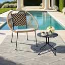 2-Piece Outdoor Patio Bistro Set, Wicker Chair with Cushion, PE Rattan All-Weather Conversation Set with Coffee Table for Balcony, Porch, Apartment, Poolside, Garden, Small Spaces, Black
