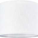 Set of 2 Pure White Linen Drum Lamp Shade 13" Top x 13" Bottom x 10" High (Spider) Contemporary Lamp Shades for Table Lamps & Bedside Lamps Replacement Lampshade - GO&SO - Assembly is Required