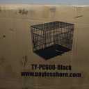 FDW Dog Crate for Large Dogs 42 Inch Folding Metal WirePet Cage Double Door W/Divider Panel Indoor Outdoor Kennel Leak-Proof Plastic Tray,Black