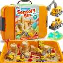 JOVA Klever Kits Construction Sensory Bin for Toddlers with Glow in The Dark Stones, Sandbox with Lid Castle Building kit, Preschool Learning Activities Gifts for Boys Girls Age 3+