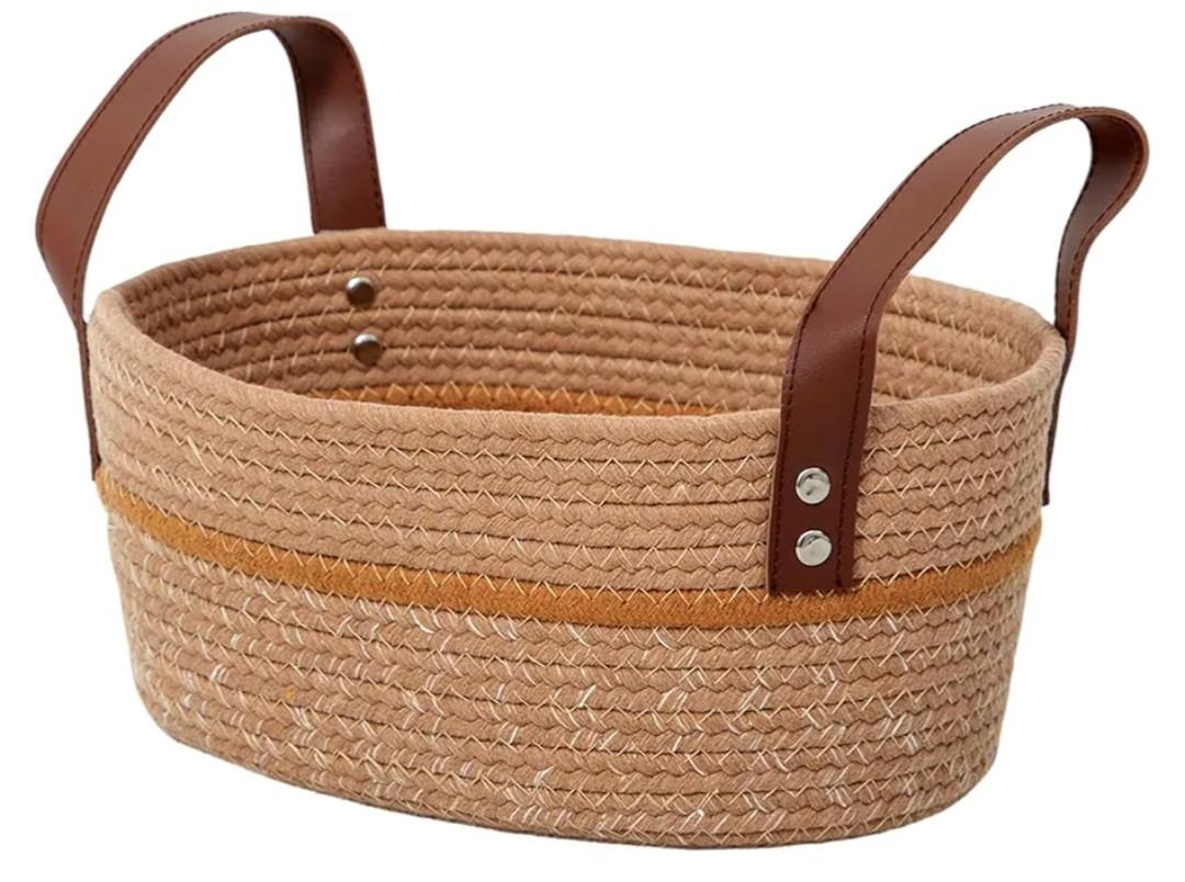 Storage Baskets for Organizing-11.81×9.06×5.91" - 1 Pack Bin with Handles - Woven Cotton Rope Baskets for Dog Toys, Books, Shelf, Bathroom,Closet -Stylish Storage-Ideal for Home Organization