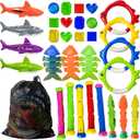 Jasonwell Pool Diving Toys Games - 31 PCS Swimming Pool Toys for Kids Teens with Diving Rings Dive Sticks Underwater Treasures Torpedo Bandits Fish Toy etc Fun Water Swim Toy for Boys Girls Adults