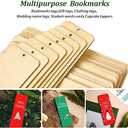 Zonon 36 Sets 6 x 2 Inch Large Size Wood Bookmarks Blank DIY Kit Unfinished Wooden Hanging Tags Rectangle Blank Bookmark Ornaments with Ropes for DIY Crafts, Wedding Birthday Party Decors