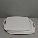 TP Serving Trays with Handles, 17 x 12 Inch Melamine Serving Platters for Food, Meat, Set of 2 Rectangular Trays for Eating, Pure White