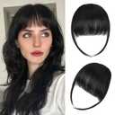 Yorda Bangs Hair Clip 100% Human Hair Clip in Bangs Fringe with Temples Wispy/French Bangs for Women Natural Looking for Daily Use (Wispy Bangs, Natural Black)