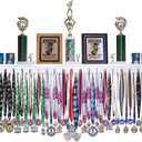 4ft- Medal Awards Rack Premier Medal Hanger Display Rack and Trophy Shelf for Gymnastics, Soccer, Basketball, Football, and More. The Largest Medal and Award Display- 48 (White)