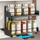 iSPECLE Spice Rack Organizer for Cabinet - 1 Pack Rotate Pull Out Spice Racks for Easy Access, Adjust Height to Fit 4 oz to 8 oz Spice Jars, Peel and Stick, 10.2" D for Inside Cabinet