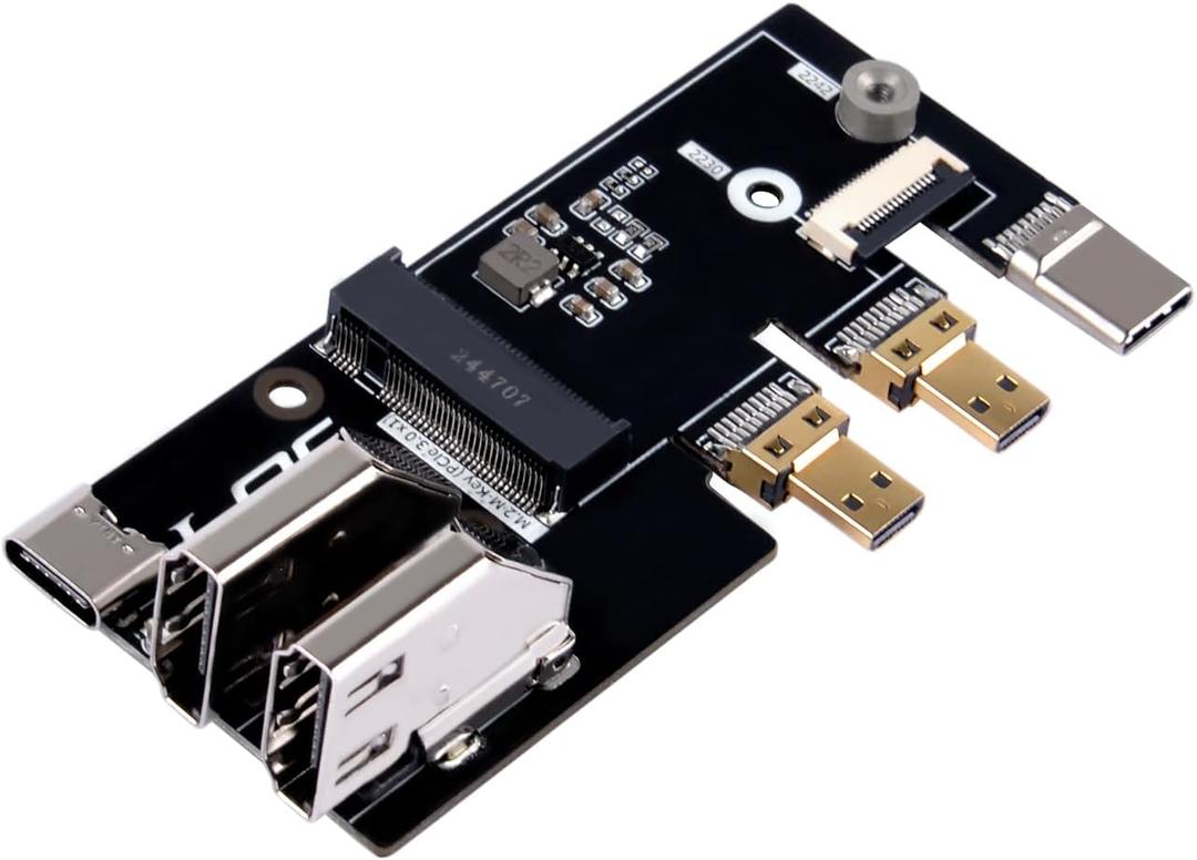 GeeekPi Micro HDMI to HDMI Adapter with PCIe 3.0x1 M.2 NVMe 2230/2242 for Raspberry Pi 5