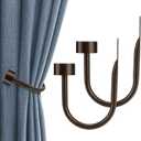 KAMANINA Curtain Holdbacks for Wall, Bronze Curtain Tiebacks Wall Mounted, Curtain Hooks Holders for Drapes, Modern Cap Finials (2 Pack)