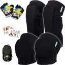 Soft-Style Kids Knee and Elbow Pads with Bike Gloves, Flexible Impact-Resistant Gear for Ages 2-11, Designed for Balance Bikes, Roller-Skating, and Skateboarding (Small)