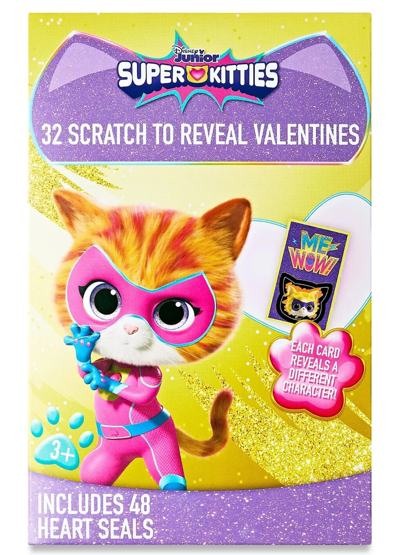 Disney Super Kitties Valentine Exchange Scratch-To-Reveal Cards w/ 48 Heart, 2 Pack
