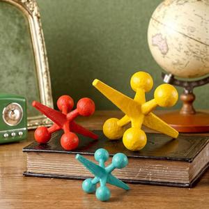 AceOrbit 3 Pcs Mid Century Modern Decor Cast Iron Jack Figurine Set Medieval Table Decor Orange Blue Yellow Cast Iron Jack Ornaments for Home Office Living Room Cabinets Bookshelves Desktop Decoration