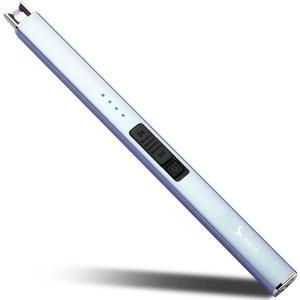 SUPRUS Electric Lighter Arc Windproof Flameless USB Rechargeable Lighter with Safety Lock for Candle BBQ Camping (Blue)