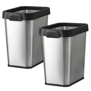 TooCust 2 Pack Stainless Steel Trash Can 3 Gallon, Open Top Trash Can, 8" x 11" x 13", Rectangle Rubbish Bin, Slim and Narrow, No Lid Small Wastebasketfor Kitchen, Bathroom, Living Room, Office