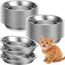 24 Pcs Stainless Steel Cat Bowls, Shallow Pet Food Dishes Metal Cat Feeding Plates Replacement Relief Whisker Fatigue Food Water Bowl for Cat Kitten Puppy Dog(5.5 Inch Diameter)