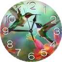 Round Wall Clock Hummingbirds Silent Non-Ticking Decorative Clocks Battery Operated Quartz Quiet Desk Clocks for Home Kitchen Bedroom Bathroom