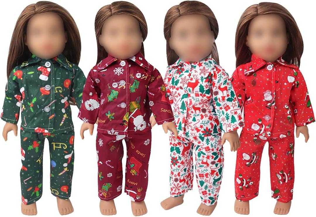 18Inch Doll Clothes for 18' Girl Dolls - Christmas Pajamas Set for 18 inch Dolls(Green)
