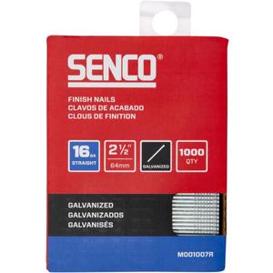SENCO M001007R 2-1/2" 16 Gauge Straight Finish Nails, Galvanized Finish 1,000 Count Pack
