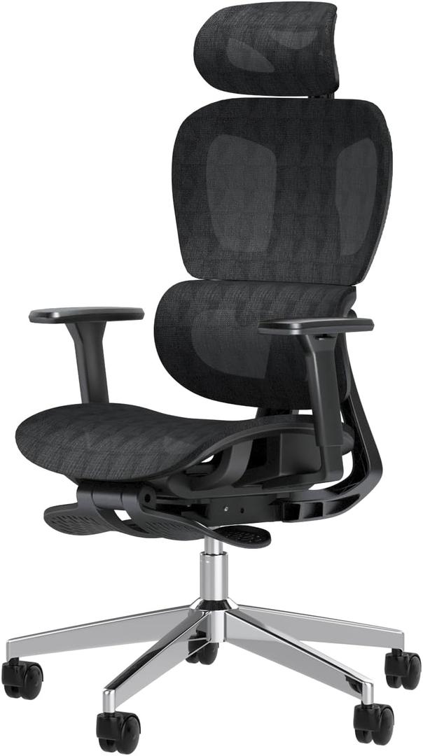 PatioMage Ergonomic Office Chair with Footrest, Big and Tall Desk Chair with Adjustable Lumbar Support, Seat Depth & 3D Armrests, High Back Mesh Computer Chair for Home Office, Black, X-Large