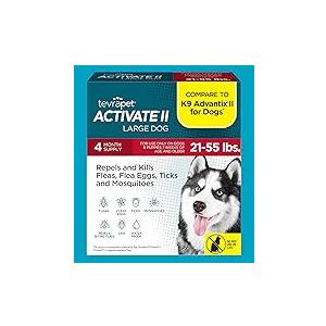TevraPet Activate II Flea and Tick Prevention for Dogs, Small Dogs 4-10 lbs, Topical Drops, 4 Months Flea and Tick Treatment