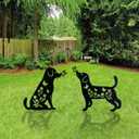 Upriver 2 Pack Metal Dog Decorative Garden Stakes, Weather Resistant Dog Silhouette Statues for Garden Patio Yard Art Outdoor Decor Lawn Ornaments, Labrador Gifts for Pet Lovers