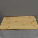 Phyllia Bread Box, Metal Bread Storage Container with Bamboo Lid Usable as Cutting Board, Breadbox Holder for Kitchen Countertop, 13 x 7 x 5.3 inch (White)