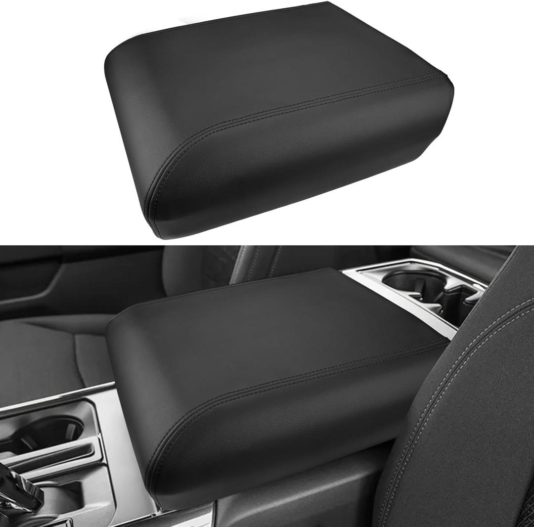INTGET Center Console Cover for 2025 2026 Ford F150 Accessories Interior 2021 2022 2023 2024 Car Middle Arm Rest Armrest Lid Seat Cover Protector Elbow Cushion Pad(Black Stitches, 2021-2026)