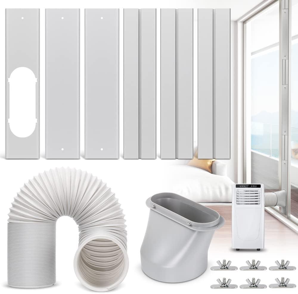 Kxuhivc Portable Air Conditioner Window Vent Kit, Adjustable Window Seal with 5.9 Inch Diameter, 78.7 Inch Length Exhaust Hose for A/C Unit Universal for Sliding Glass Doors