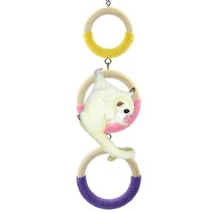 Jevnd Sugar Glider Climbing Toys, 3-Ring Sugar Glider Cage Enrichment Toy with Soft Cotton Rope, Sugar Glider Cage Accessories Hanging Swing for Rats, Squirrels, Birds, and Other Small Climbers