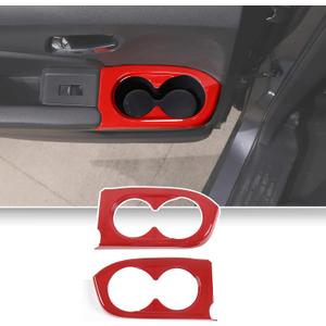 Door Armrest Panel Cup Holder Trim Frame for Honda Pilot 2016-2022/ Passport 2019-2023, Door Armrest Trim Cover, Rear Cow Cup Holder Frame (2rd Cow Door Armrest Teacup Frame_Red)