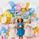 Daidle Blue Dog Birthday Party Decorations for Girls & Boys - Cartoon Theme Balloon Arch Kit with Backdrop, Fringe Curtains & Bone Foil Balloons - Easy Setup Party Supplies for 1st 2nd 3rd Bday