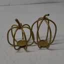 2 Pcs Thanksgiving Gold Metal Pumpkin Candle Holder 6inch 8inch Fall Iron Pumpkin Votive Candle Holder for Holiday Autumn Halloween Home Room Vintage Decoration